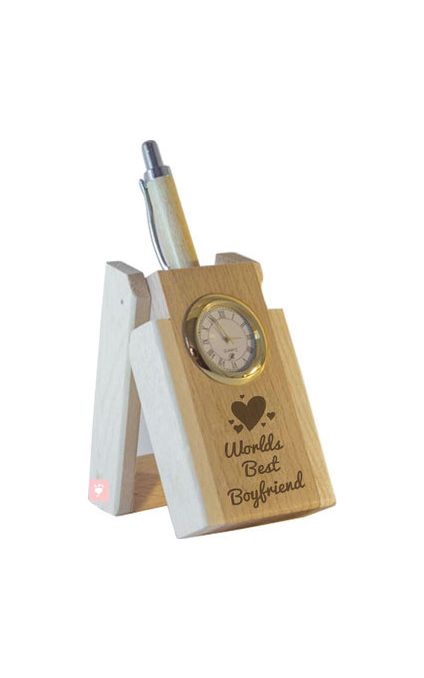 World's Best Boyfriend Pen with Stand and Clock