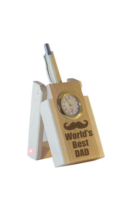 World's Best Dad Pen with Stand and Clock