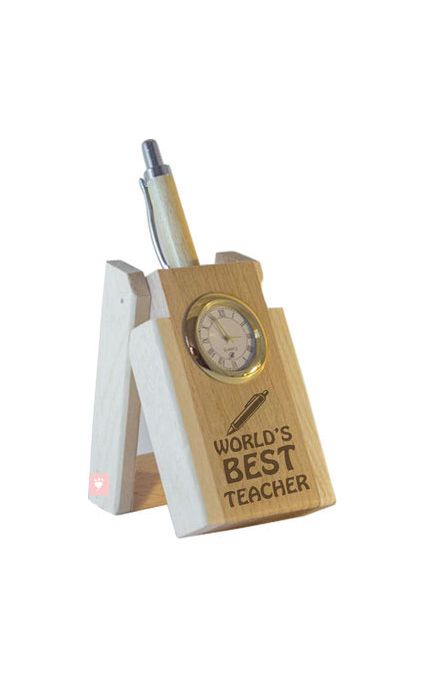 World's Best Teacher Pen with Clock