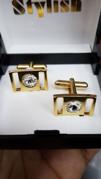 Studded Square Golden Cufflinks