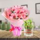Pink Gerbera & 2 layer bamboo with vase