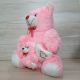 Pink Teddy bear with Little baby and heart