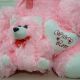 Pink Teddy bear with Little baby and heart