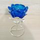 Rose Design Blue Candle Holder